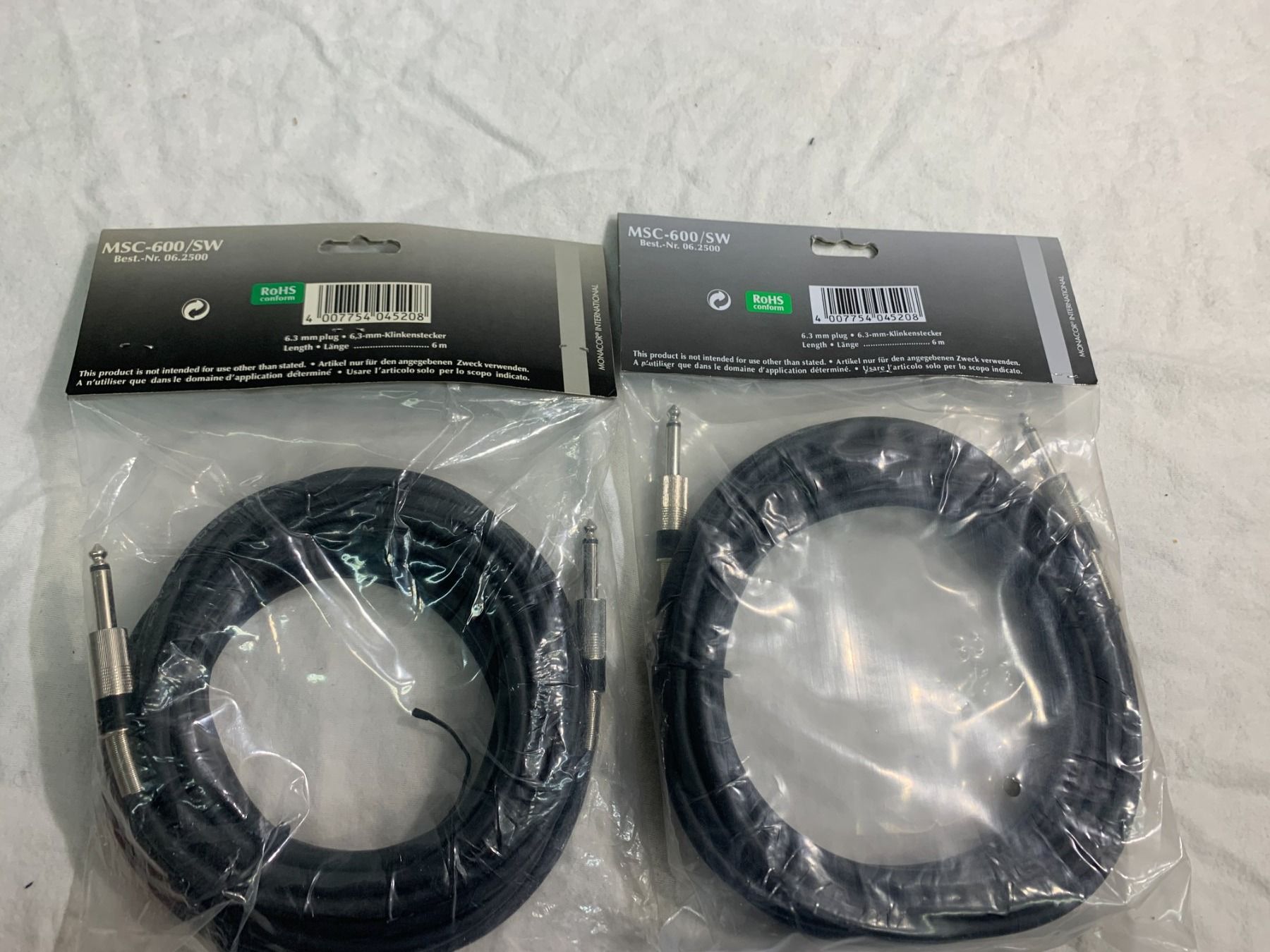 Cavi: 2x Klinken Kabel 6m Monacor (s721) – Nuovo e nell'imballaggio originale da Däniken SO venduto da Profog1 5