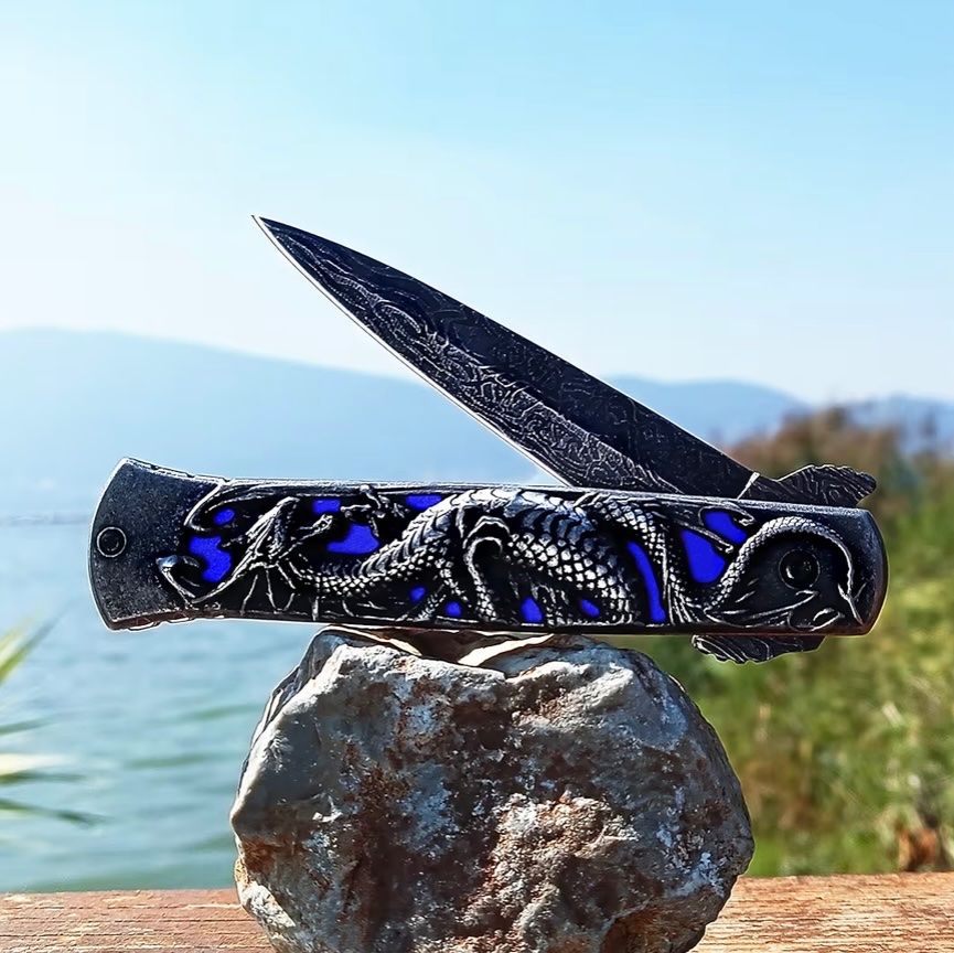 Coltelli tascabile: Klappmesser/Taschenmesser mit Drachen blau/schwarz – Nuovo e nell'imballaggio originale da Basel venduto da Seifehuesli 3