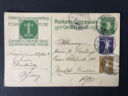 1914, Postkarte nach Hamborn mit Tellknabe 123II + 124
