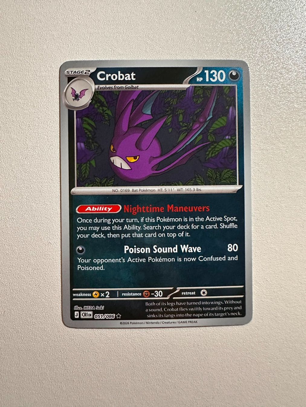 Pokémon Carte collezionabili: Crobat EN CRI 051/086 REVERSE HOLO – Usato da Zürich venduto da 05t_bwx2