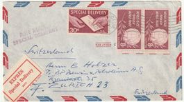 Luftpostbrief von USA nach Zürich, Express Special delivery