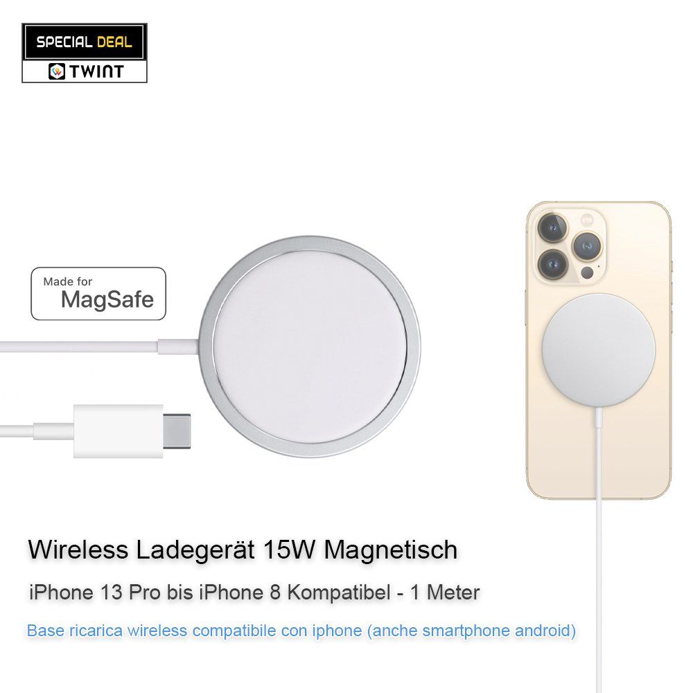 Caricabatterie: Ladegerät wireless für Iphone Magsafe 15W und Android – Nuovo (secondo la descrizione) da Chiasso venduto da online.shop