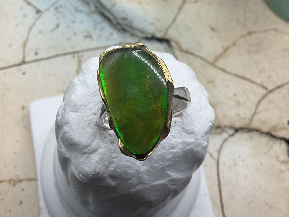 Anelli: Hammer Ring, Sterlingsilber mit Ammolit, Gr. 55 – Nuovo (secondo la descrizione) da Luzern venduto da S.Kern01 2