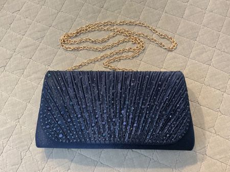 Tasche, Abendtasche dunkelblau mit Kette neu