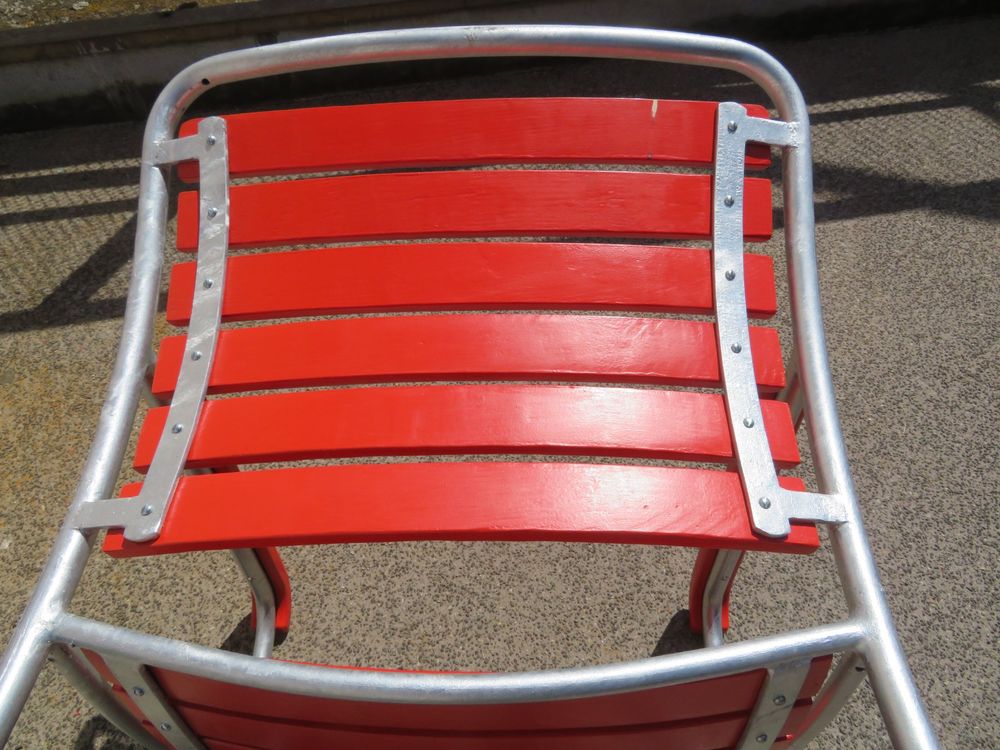 BIGLA, Roter Gartenstuhl, restauriert, verzinkt 6