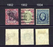 England 1902 und 1934, 3 Werte gestempelt