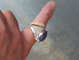 Herrenring mit Echtem Saphir Stein