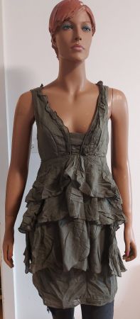 Zara Sommerkleid Damen Gr. M Khaki Rüschen