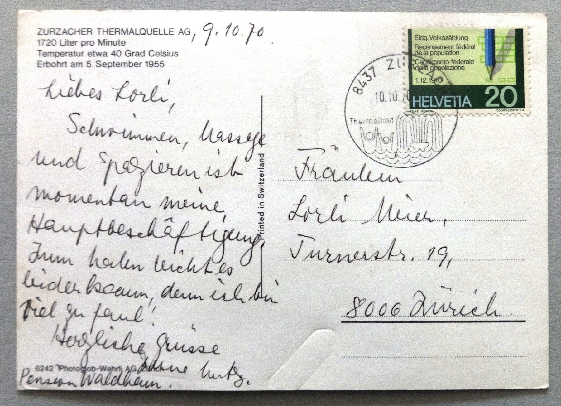 Cartoline postali: Zurzacher Thermalquelle – Difettoso da Fétigny venduto da Billy2miny 1