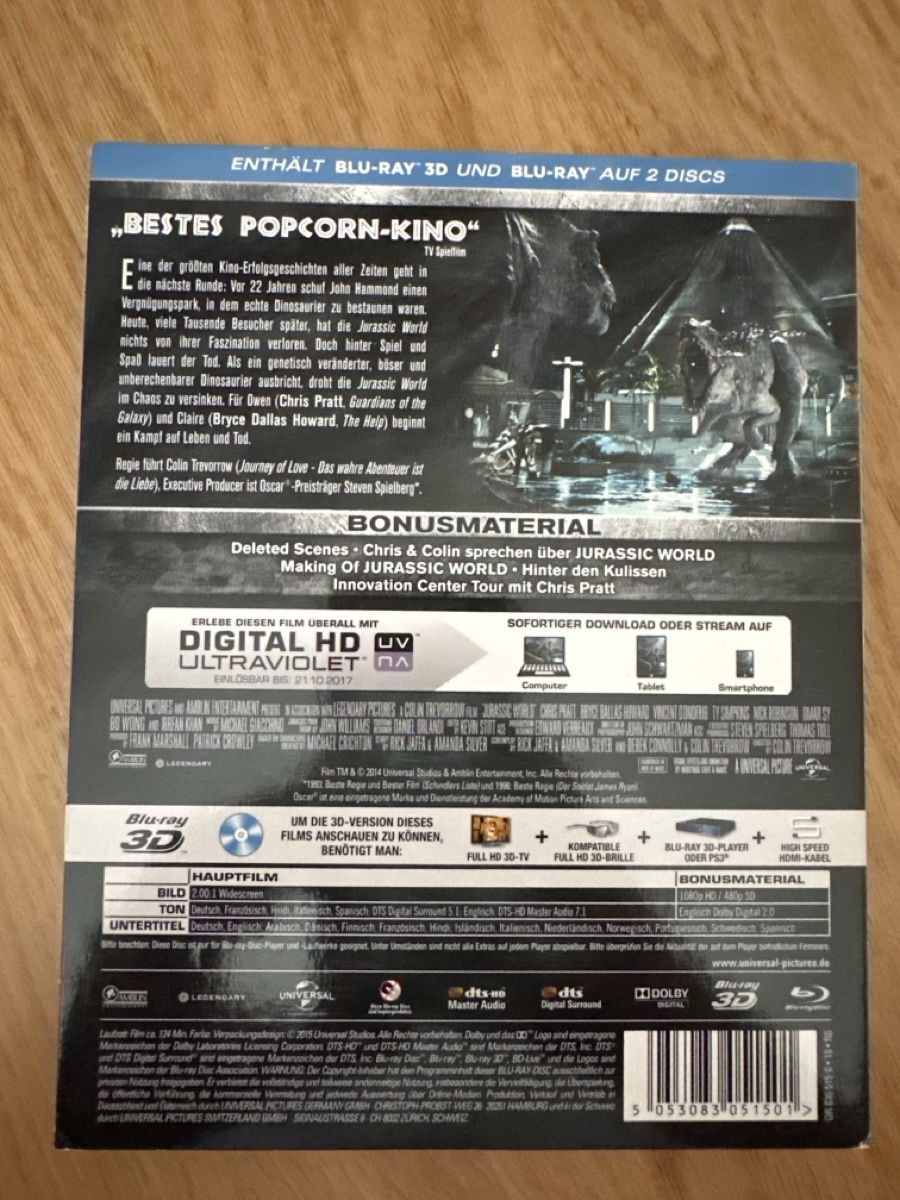 Alle DVDs: Jurassic World Blu-ray 3D + Blu-ray – Neu (gemäss Beschreibung) aus Hochdorf von Blitzman83 1