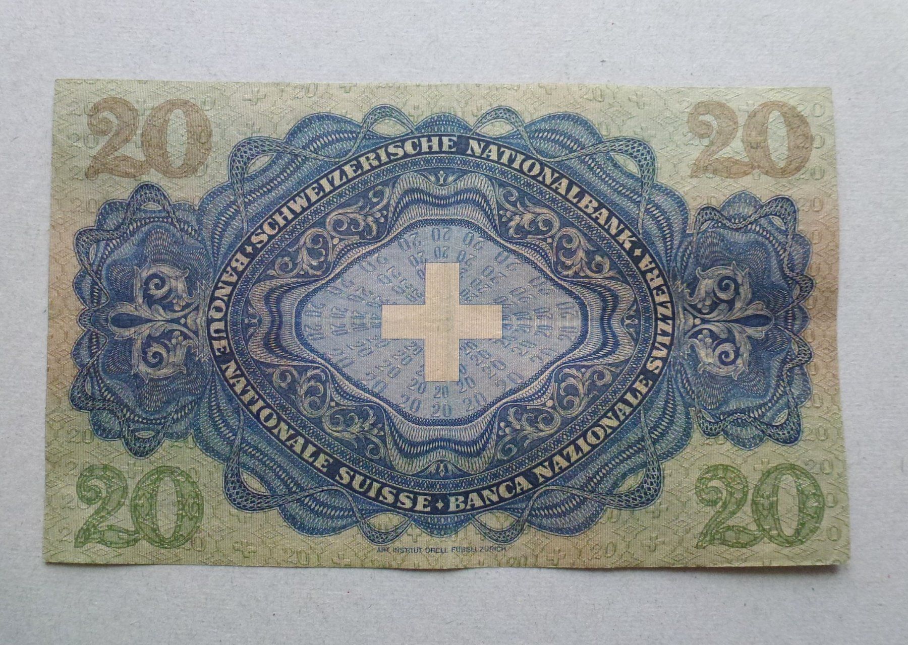 Banknoten: Schweiz ++ 20 Franken 1947 – Gebraucht aus Walkringen von Casablanca777 1