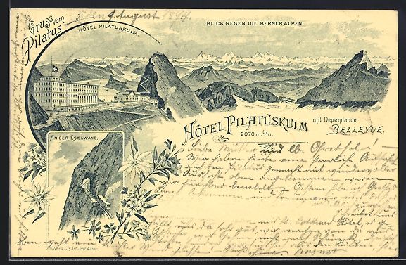 Ansichtskarten: Vorläufer-Lithographie Pilatuskulm, 189 – Gebraucht aus Berlin von bartko-reher