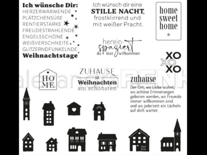 Timbri: Silikonstempel Nr.761, Weihnachten, Texte, Häuser – Nuovo e nell'imballaggio originale da Gretzenbach venduto da Fliegepilz56