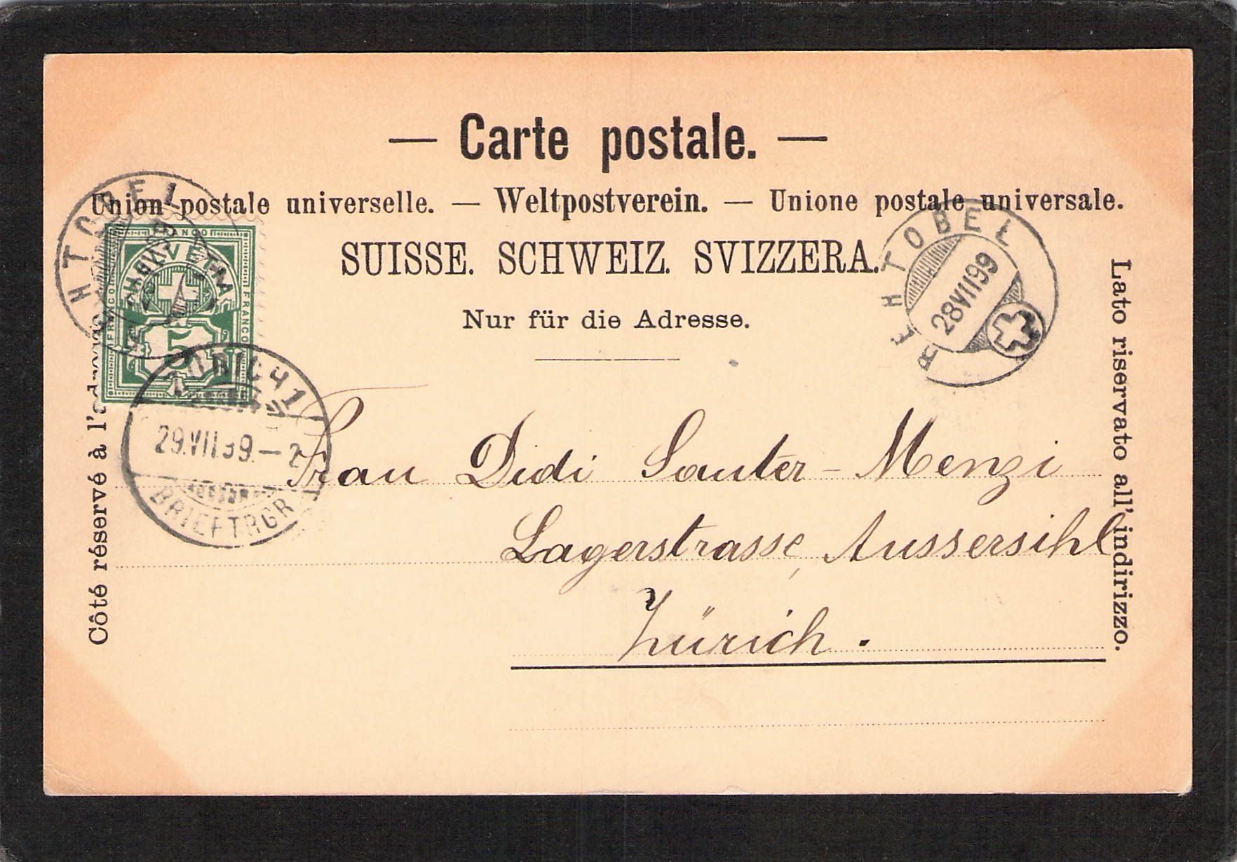 Ansichtskarten: Gruss aus Rehetobel AR , gel. 1899 – Gebraucht aus Reichenburg von Pipo-67 1