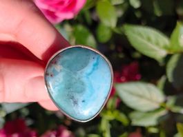 Larimar Ring in Silber 925 gefasst, Massiv Hochwertig