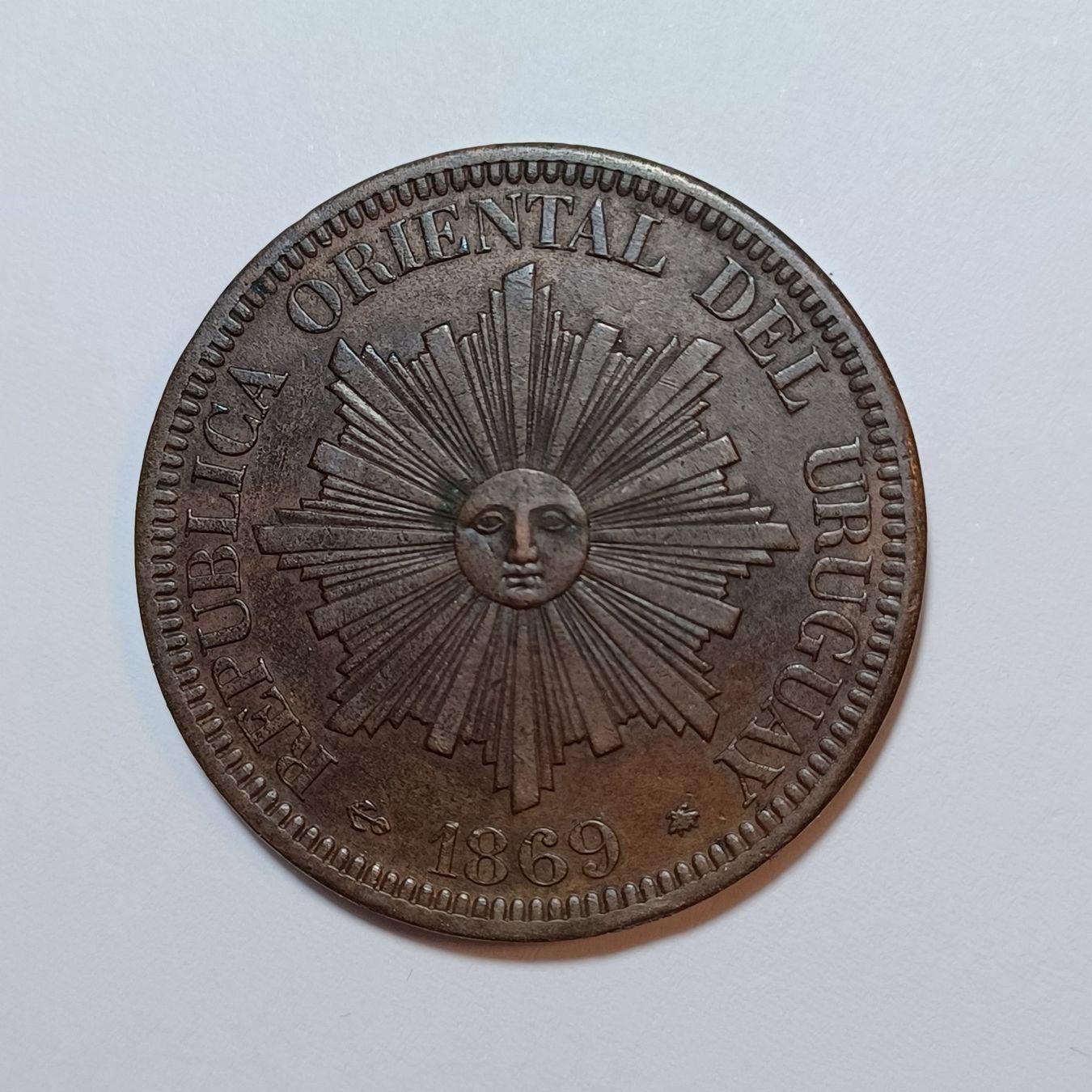 Tutti le monete: 4 Centésimos 1869 Uruguay – Usato da Pfäffikon ZH venduto da Welt_Muenzen