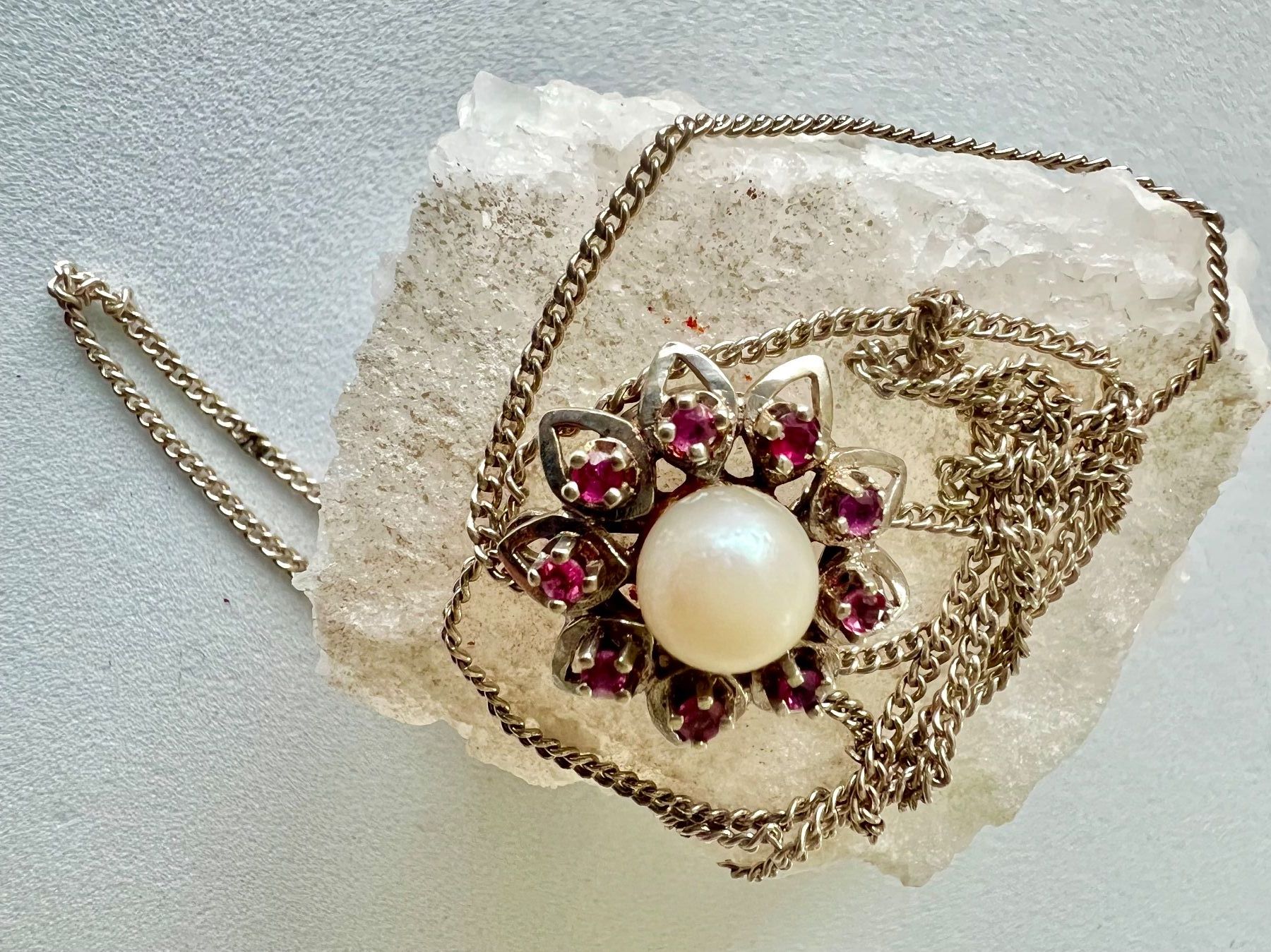 Catenine: Kordes & Lichtenfels Ensemble Silber 800 Rubinblüte & Perle – Usato da Ruswil venduto da artbyhand 5