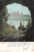 Rigi bahn Tunneldurchblick auf den Vierwaldstättersee