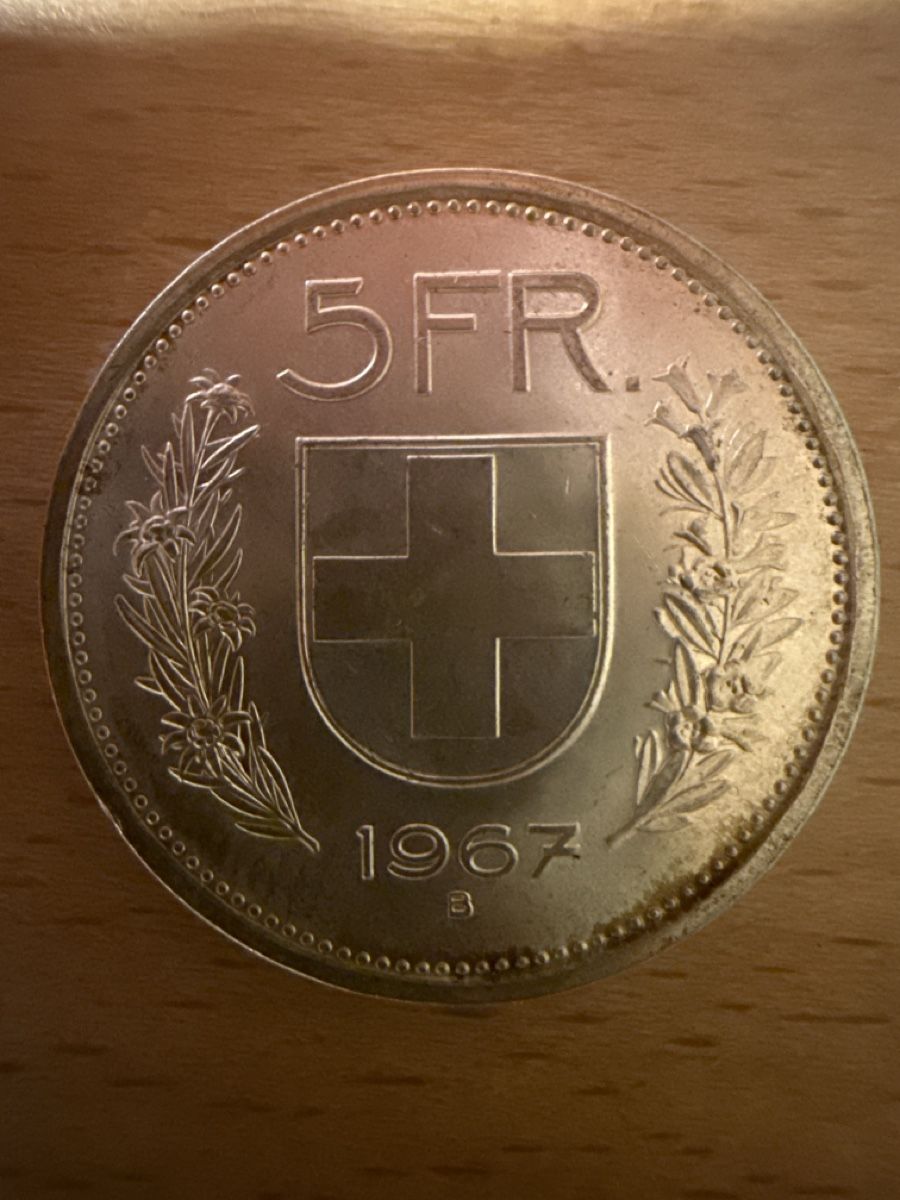 Alle Münzen: 5 Franken Silber Münze B 1967 – Gebraucht aus Appenzell von Wumo74