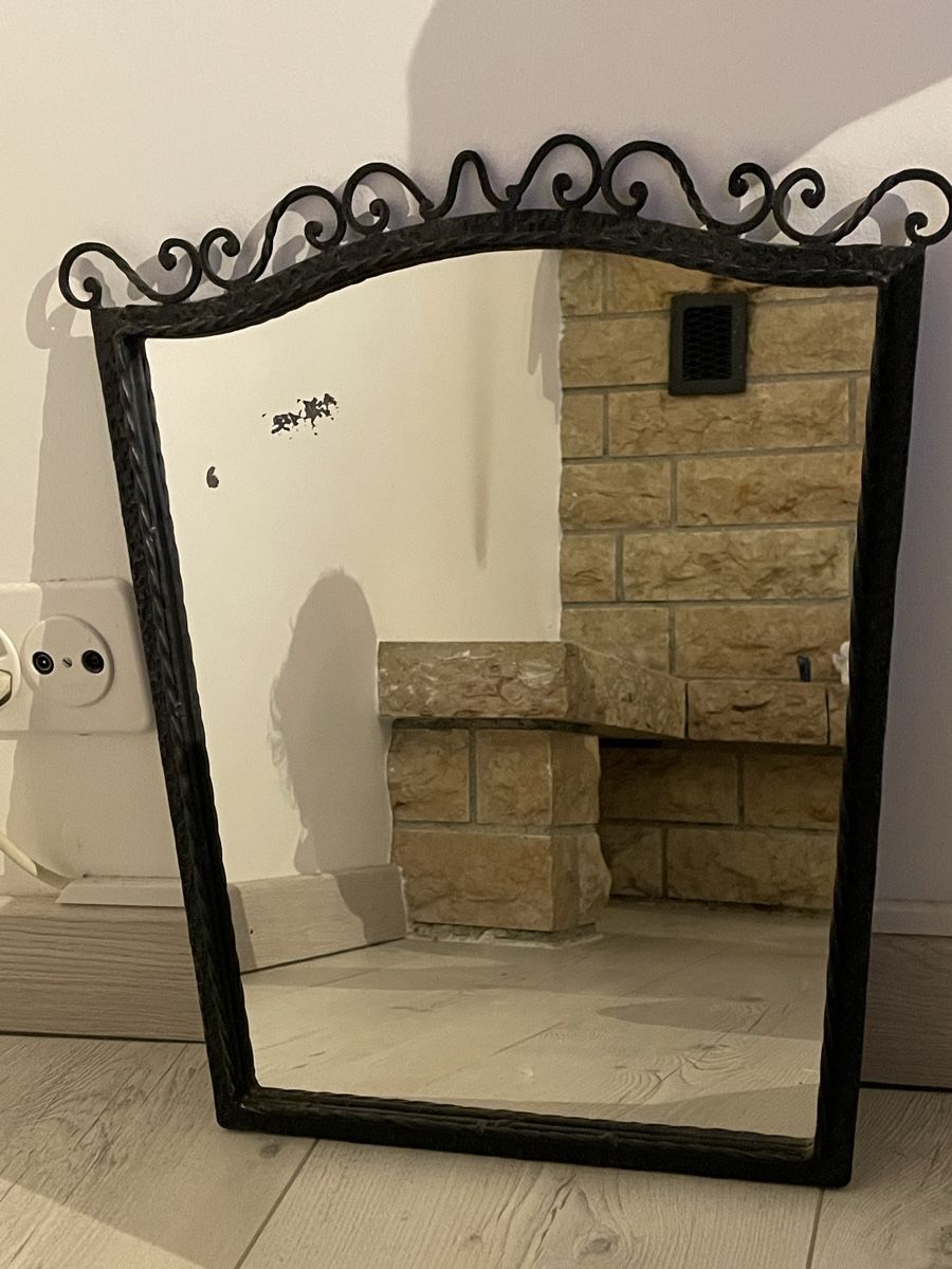 Specchi: Miroir mural vintage en fer forgé noir – Usato da Vallorbe venduto da gtornado80 4
