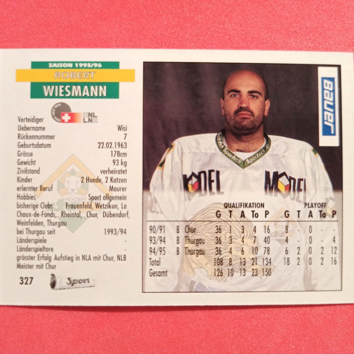 Carte collezionabili: Robert Wiesmann - HC THURGAU - 1995/96 – Usato da Dübendorf venduto da kb86_MOVIE 1