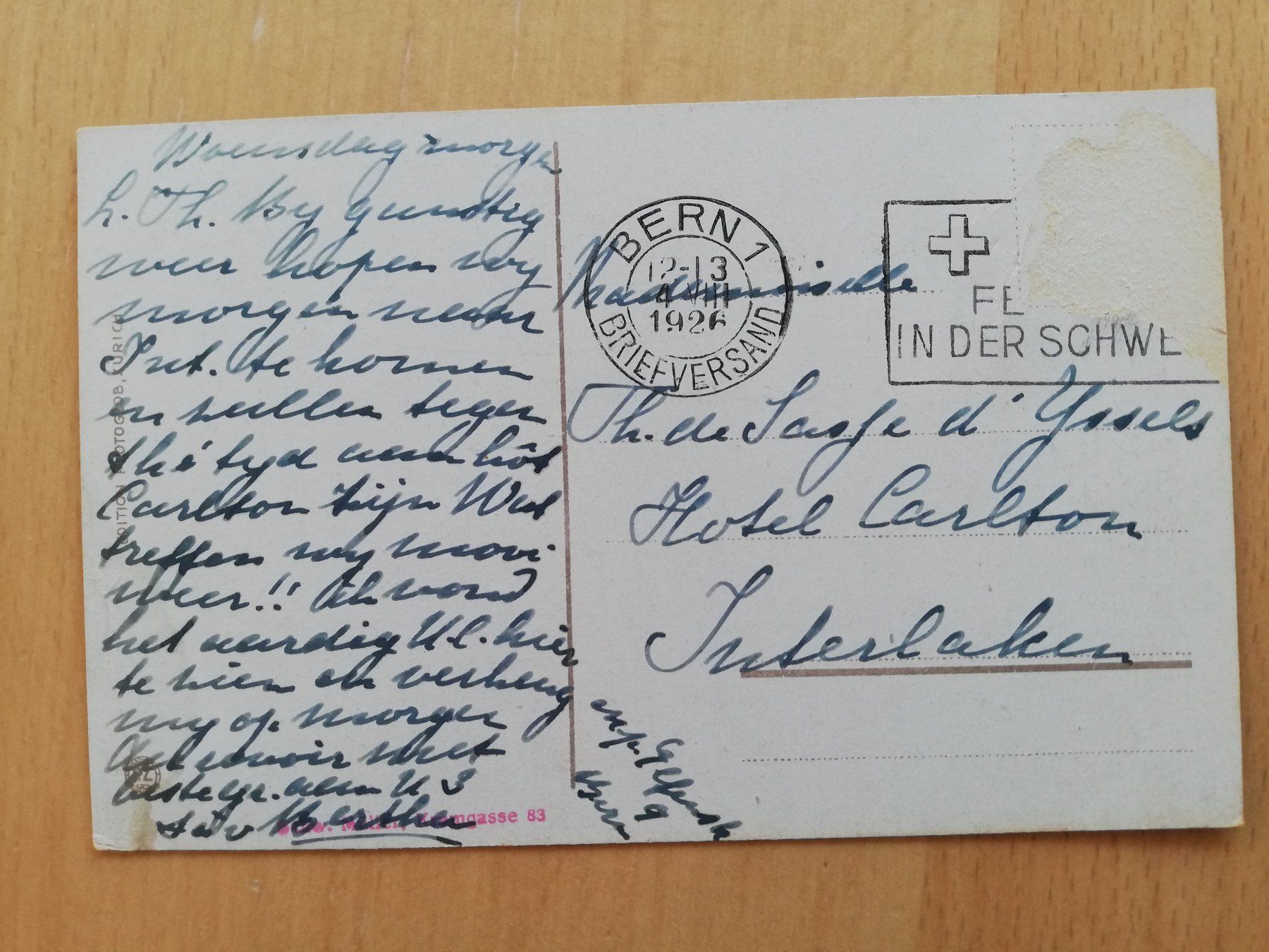 Cartoline postali: Bern, Käfigturm 1926 – Usato da Hildisrieden venduto da Malve 1