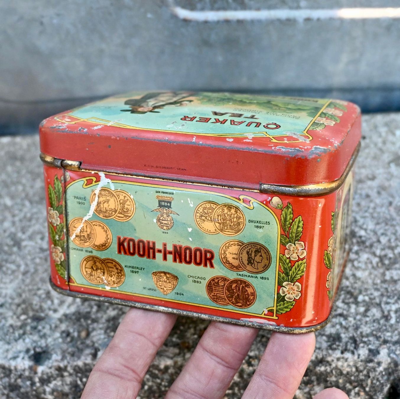 Barattoli: alte Blechdose Teedose QUAKER TEA Kooh-I-Noor – Usato da Pfaffhausen venduto da mono_rec 3