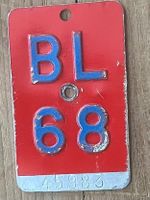 BL 68 - VELONUMMER - FAHRRADSCHILD - PLAQUE DE VELO - BL 68