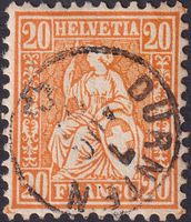 Sitzende: Nr.32 mit Fingerhut-Stempel von DÜRNTEN (ZH)