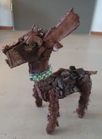 Hunde-Holzskulptur, spezielles Einzelstück, Handarbeit