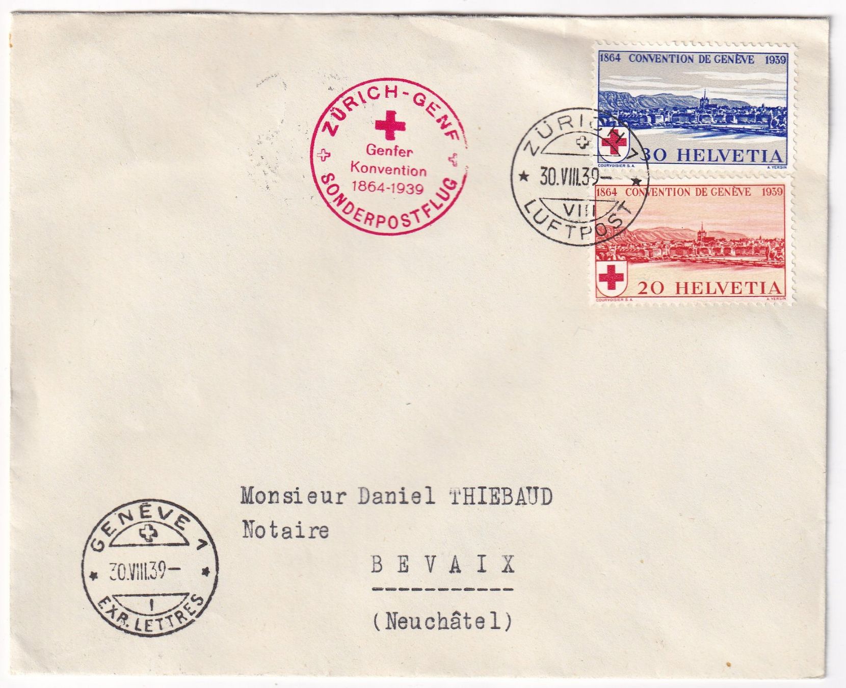 Tutti i francobolli: Flugpostbrief Sonderflug 1939 – Usato da Neuchâtel venduto da karlpierrino