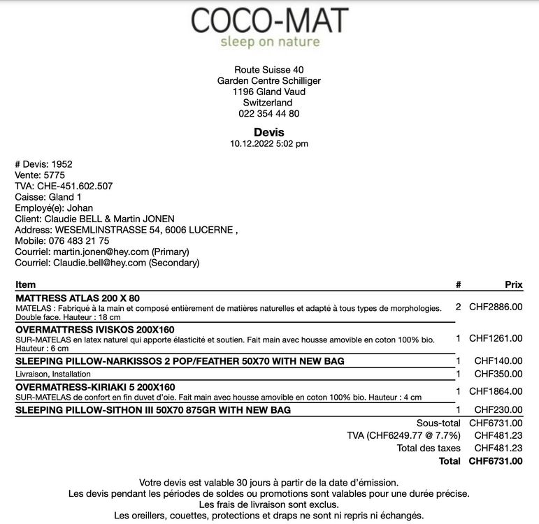 Coco mat cheap atlas price