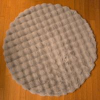 Flauschiger Teppich, rund, grau 120 cm
