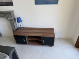 Meuble TV bois avec 2 portes et niches ouvert bon état