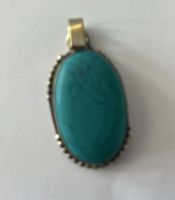 Kettenanhänger oval mit Türkis Stein Edelmetall 