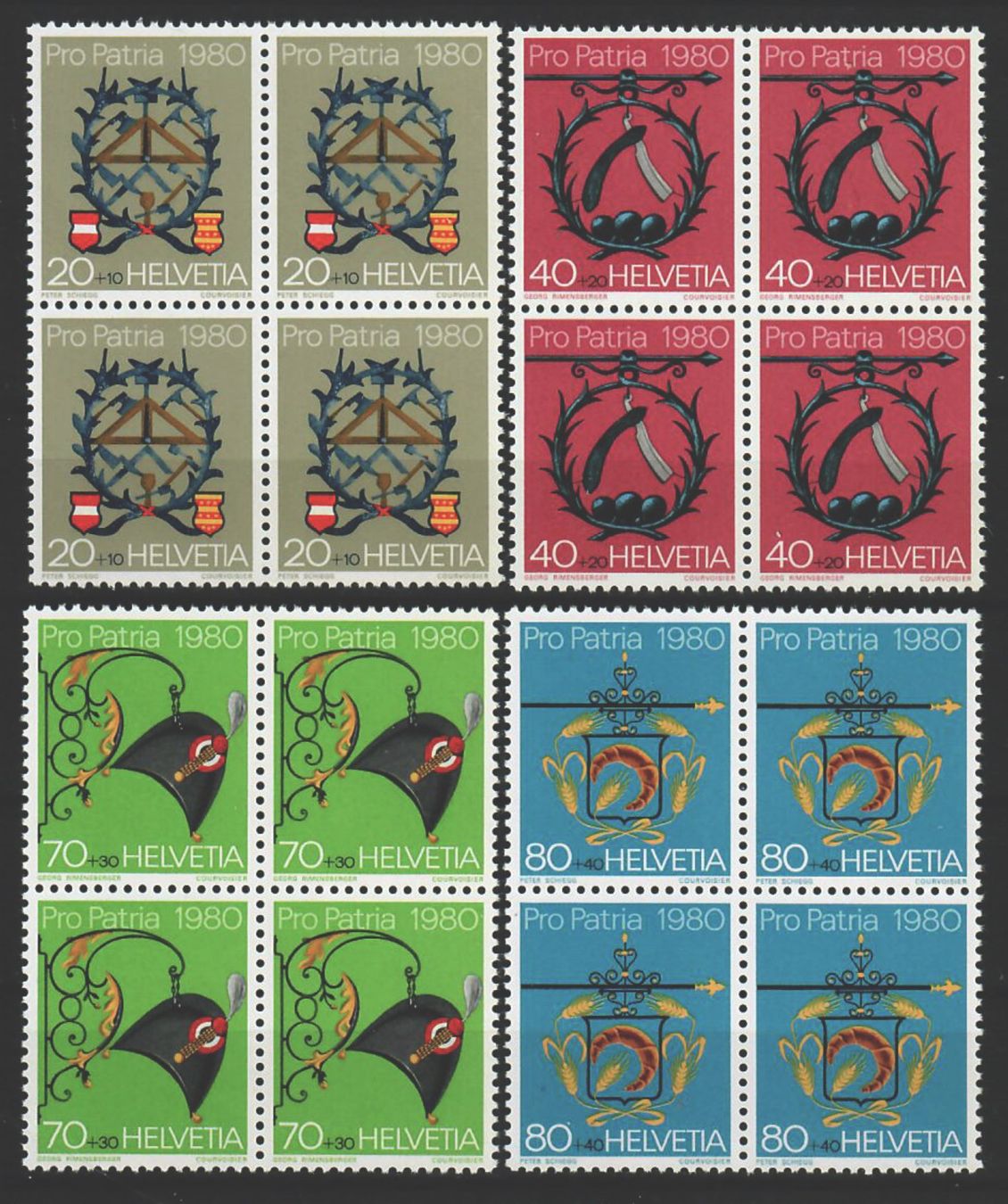 Tutti i francobolli: 1980, Pro Patria, Viererblöcke ** – Usato da Willisau venduto da Vollstempel