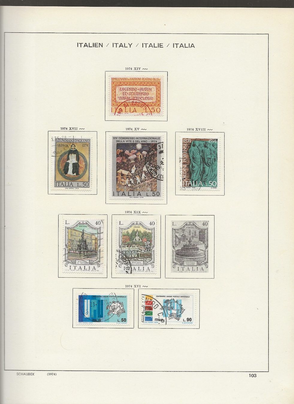 Tutti i francobolli: Marken Italien 1974 bis 1975 – Usato da Au ZH venduto da xelagreb01 2