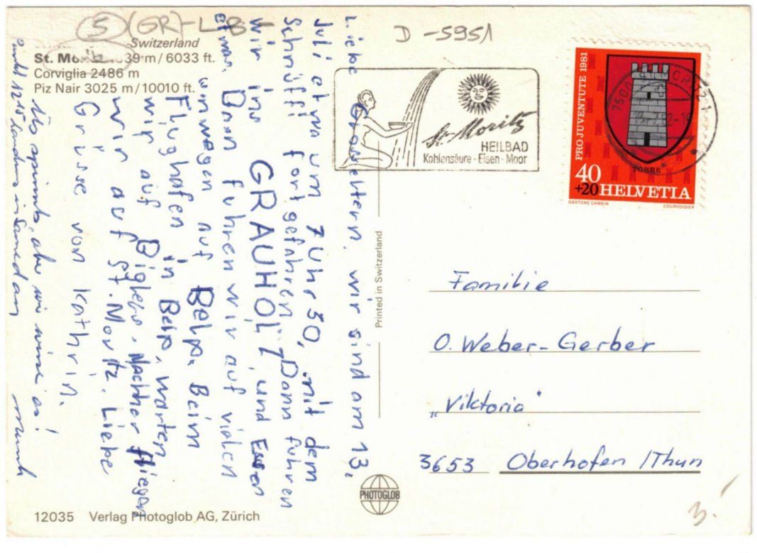 Cartoline postali: St. Moritz - 5 Bild AK Corviglia – Usato da Binningen venduto da Mountainrider 1