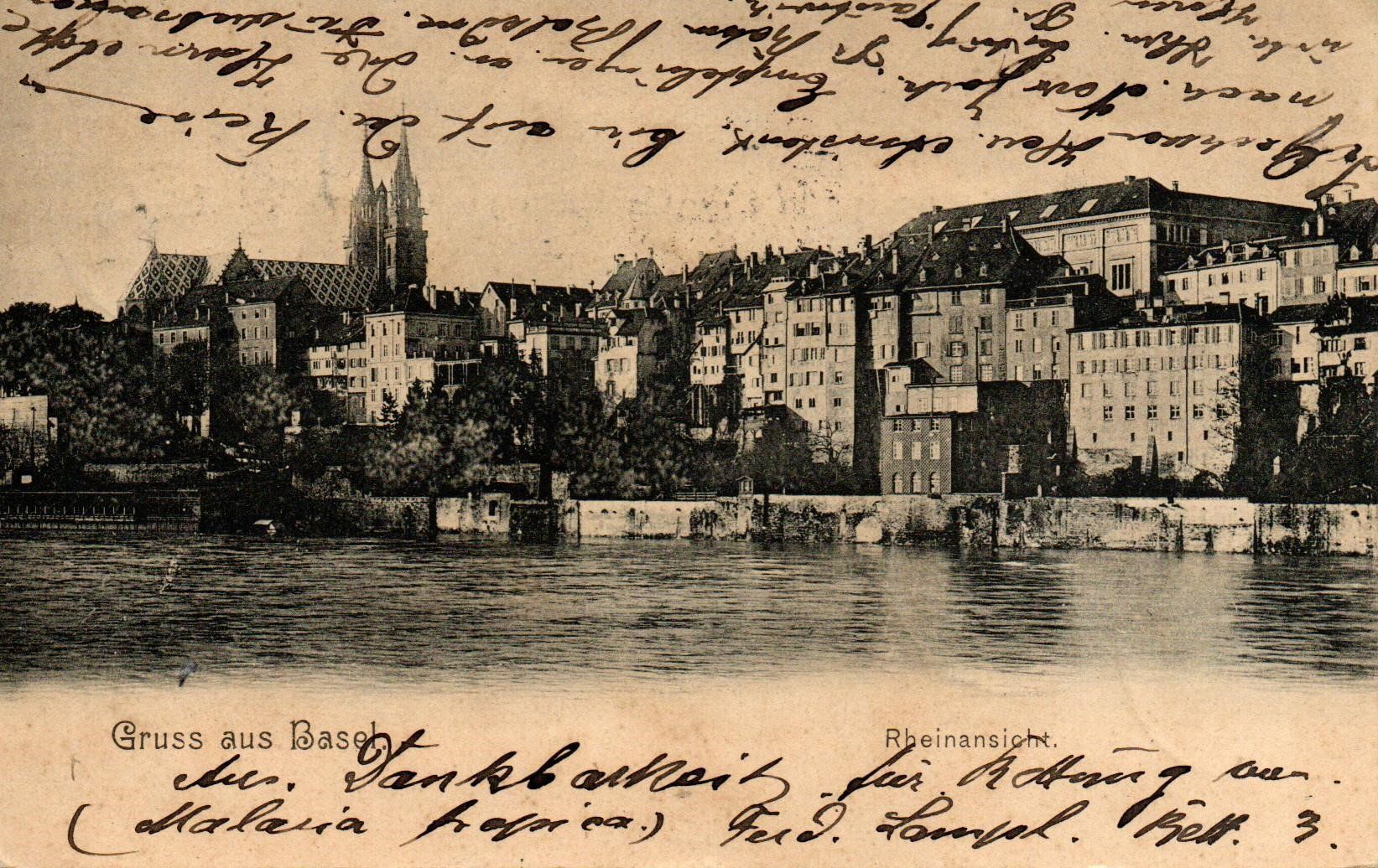 Cartoline postali: Antike Ansichtskarte Basel Rheinansicht, 1903, selten – Usato da Gerzensee venduto da Zelg30