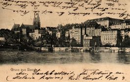 Antike Ansichtskarte Basel Rheinansicht, 1903, selten