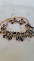 Schmuckset Halskette Collier Statementkette schwarz gold 251