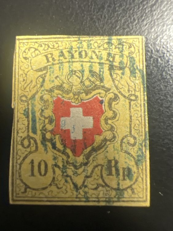 Timbre Suisse N°14a Oblitéré - Variété RAYON I - Couleur BLEU CLAIR - Philatélie