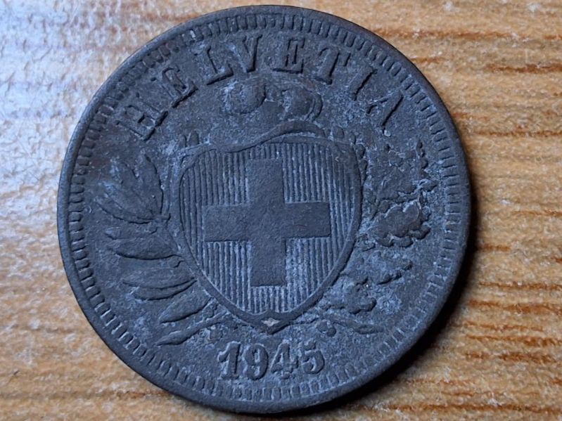 Tutti le monete: 2 Rappen 1945 - Zink! – Usato da Münchenstein venduto da purbach1 2