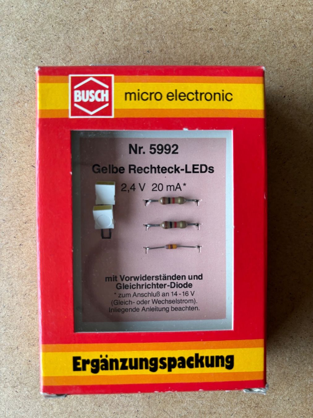 Busch Modellini di ferrovie: Busch 5992 Rechteck Leds Gelb – Nuovo e nell'imballaggio originale da Hauterive NE venduto da eriamch