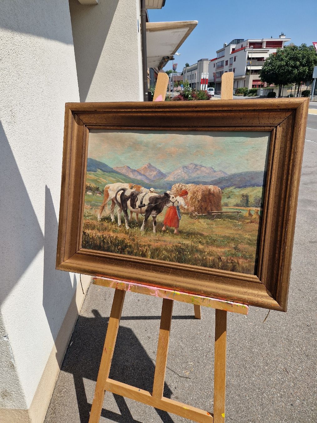 Dipinti: Gemälde Kuh Hirtin Landschaft mit Rahmen Goldrahmen – Usato da Mörigen venduto da Clio111 6