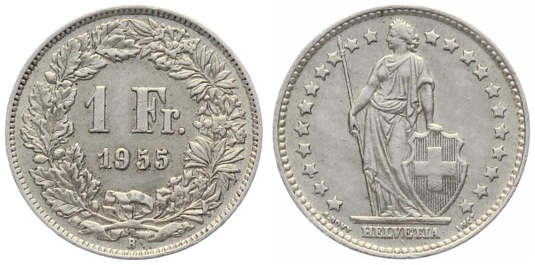 Tutti le monete: 1 Fr 1955 B ----------- Silbermünze – Usato da Knutwil venduto da muenzen-oli 2