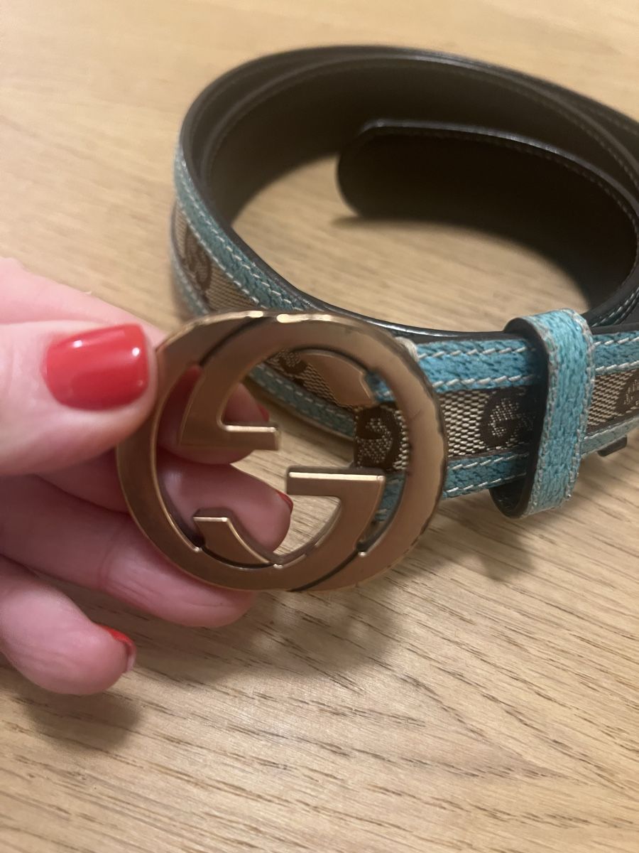 Gucci Cinture: Gucci Gürtel GG Belt Türkis/Braun Gr 85 – Usato da Ebmatingen venduto da dartim 3