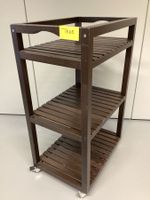 Holzregal mit Rollen dunkelbraun 3 Ebenen -Wiitergäh