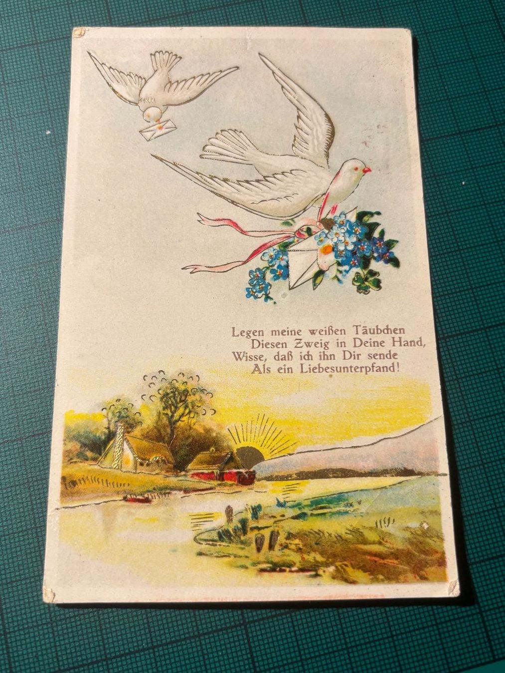 Cartoline postali: 3 Schöne Kitsch-Taubenliebeskarten.. – Usato da Utzenstorf venduto da Rose0303 2