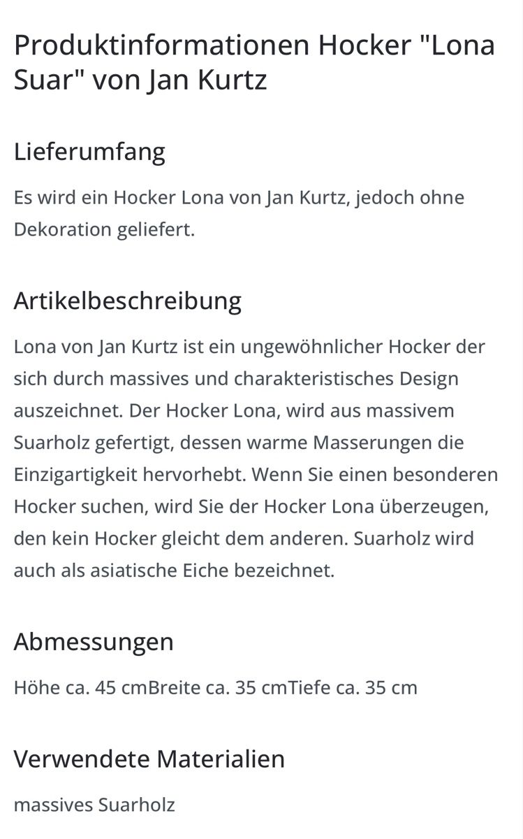 Sgabelli: Jan Kurtz Suarholz Hocker – Usato da St. Gallen venduto da Livcastoldi 2
